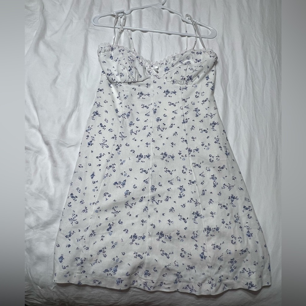Floral White and Blue Sundress